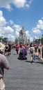 Crowded main street USA at Disney World, Magic Kingdom Orlando Royalty Free Stock Photo