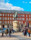 Crowded Mayor Plaza. Madrid, Spain