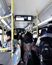 Crowded MTA Bus New York City People Crammed Commute NC Royalty Free Stock Photo