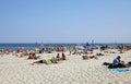 Crowded Municipal beach in Gdynia, Baltic sea, Poland