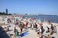 Crowded Municipal beach in Gdynia, Baltic sea, Poland