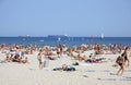 Crowded Municipal beach in Gdynia, Baltic sea, Poland