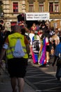 Crowded parade at the Christopher Street Day in Dresden, Germany