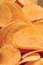 Crowded potato chips. Salty and crunchy.