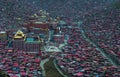 Crowded Red House of Buddhist Academy Royalty Free Stock Photo