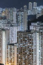 Residential buildings in Hong Kong city at night Royalty Free Stock Photo