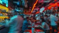 crowded restaurant or pub with people dining and waiters, bartender and chefs working, crowd drinking and eat in full Royalty Free Stock Photo
