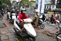 Crowded scooter traffic in Hanoi, Vietnam Royalty Free Stock Photo