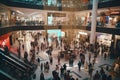 Crowded shopping mall on Black Friday showcasing Royalty Free Stock Photo