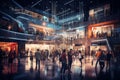 Crowded shopping mall on Black Friday showcasing Royalty Free Stock Photo