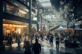 Crowded shopping mall on Black Friday showcasing Royalty Free Stock Photo