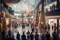 Crowded shopping mall on Black Friday showcasing Royalty Free Stock Photo