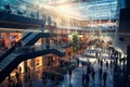 Crowded shopping mall on Black Friday showcasing Royalty Free Stock Photo