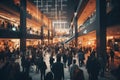 Crowded shopping mall on Black Friday showcasing Royalty Free Stock Photo