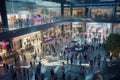 Crowded shopping mall on Black Friday showcasing Royalty Free Stock Photo