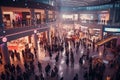 Crowded shopping mall on Black Friday showcasing Royalty Free Stock Photo