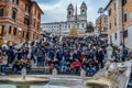 Crowded Spanish Steps at Piazza di Spagna in Rome Italy during peak season Royalty Free Stock Photo