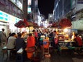 Crowded street at Jagalchi market restaurants in Busan
