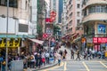 Crowded street with many people in Hong Kong City Royalty Free Stock Photo