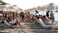 Crowded summer beach at a resort