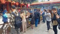 Crowded temple Sik Sik Yuen Wong Tai in Hong Kong