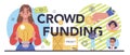 Crowdfunding concept set. Financial support of new business project. Royalty Free Stock Photo