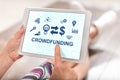 Crowdfunding concept on a tablet Royalty Free Stock Photo