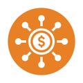 Crowdfunding, crowdfund, revenue icon. Orange color vector EPS Royalty Free Stock Photo