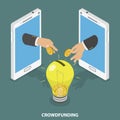 Crowdfunding flat isometric vector concept