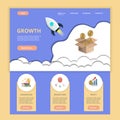 Crowdfunding flat landing page website template. Knowledge, brainstrorm, profit. Web banner with header, content and