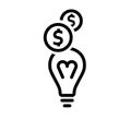 Crowdfunding icon. Business model funding project. Money coins common idea