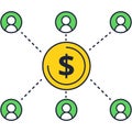 Crowdfunding icon flat business vector on white