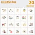 Crowdfunding icon set. Collection of simple elements such as the backer, p2p lending, capital crowdunding, crowdunding