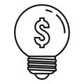 Crowdfunding idea bulb icon, outline style