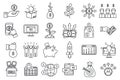 Crowdfunding idea icons set, outline style