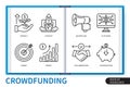 Crowdfunding infographics linear elements set