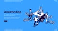 Crowdfunding isometric landing page, donation