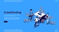 Crowdfunding isometric landing page, donation Royalty Free Stock Photo