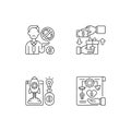 Crowdfunding issues linear icons set