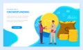 Crowdfunding landing page template. People invest their money to business for future profit