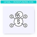 Crowdfunding line icon. Editable illustration