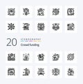 20 Crowdfunding Line icon Pack like funding investor funding investment money