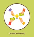 Crowdfunding Promo Logo with Hands that Hold Money