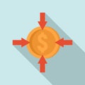 Crowdfunding money convert icon, flat style