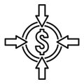 Crowdfunding money convert icon, outline style