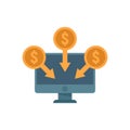 Crowdfunding online monitor icon flat isolated vector