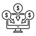 Crowdfunding online monitor icon, outline style