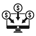 Crowdfunding online monitor icon, simple style