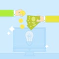 Crowdfunding. People donate to the startup idea online