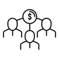 Crowdfunding people network icon, outline style